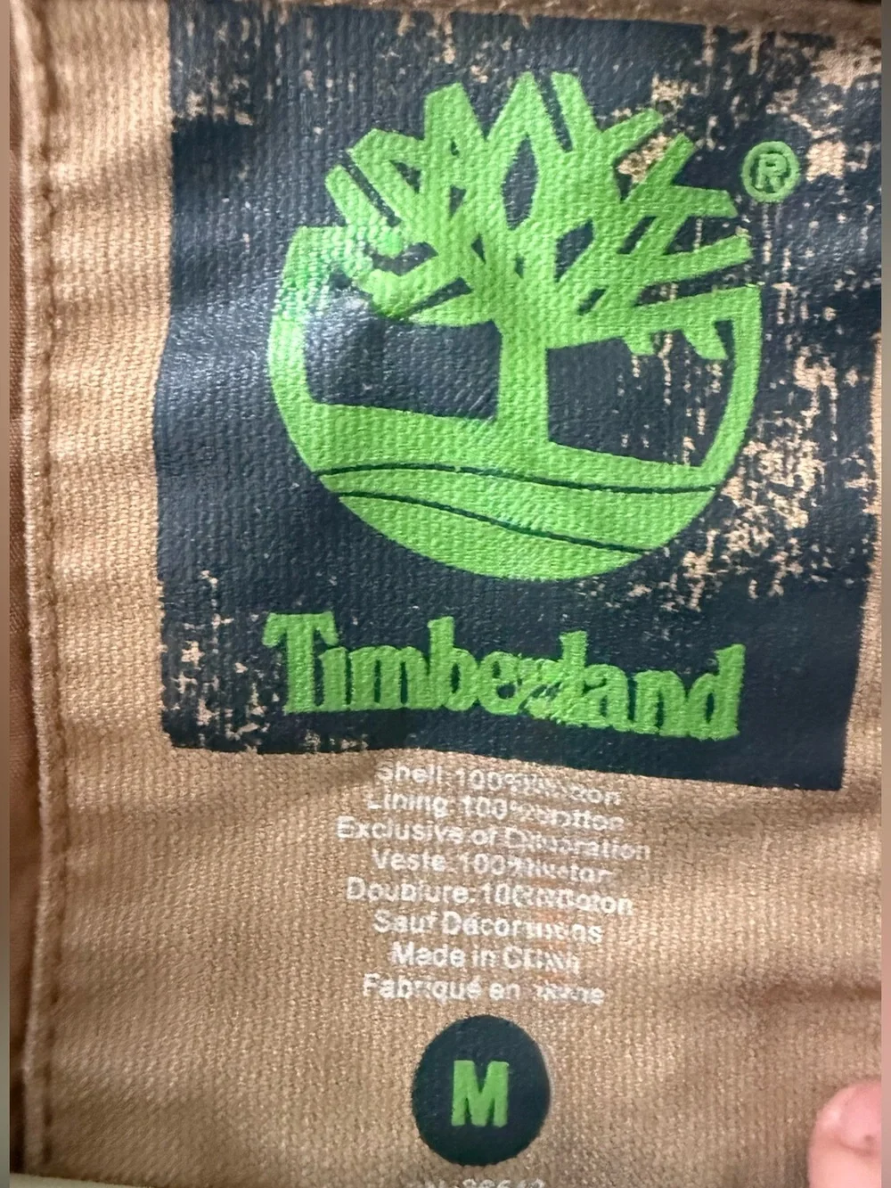 Timberland Khaki 100% Cotton Military Field Nehru Collar Jacket Mens M